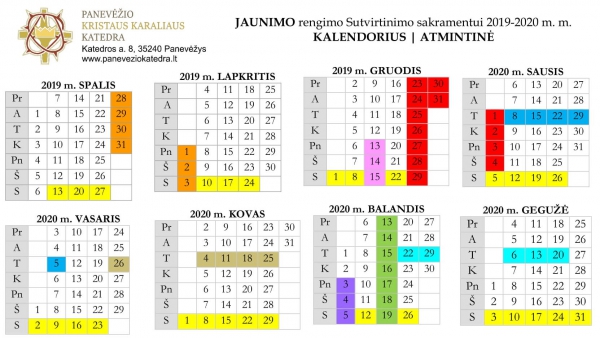 sutvirtinimo KALENDORIUS ATMINTINE 2019 2020 1